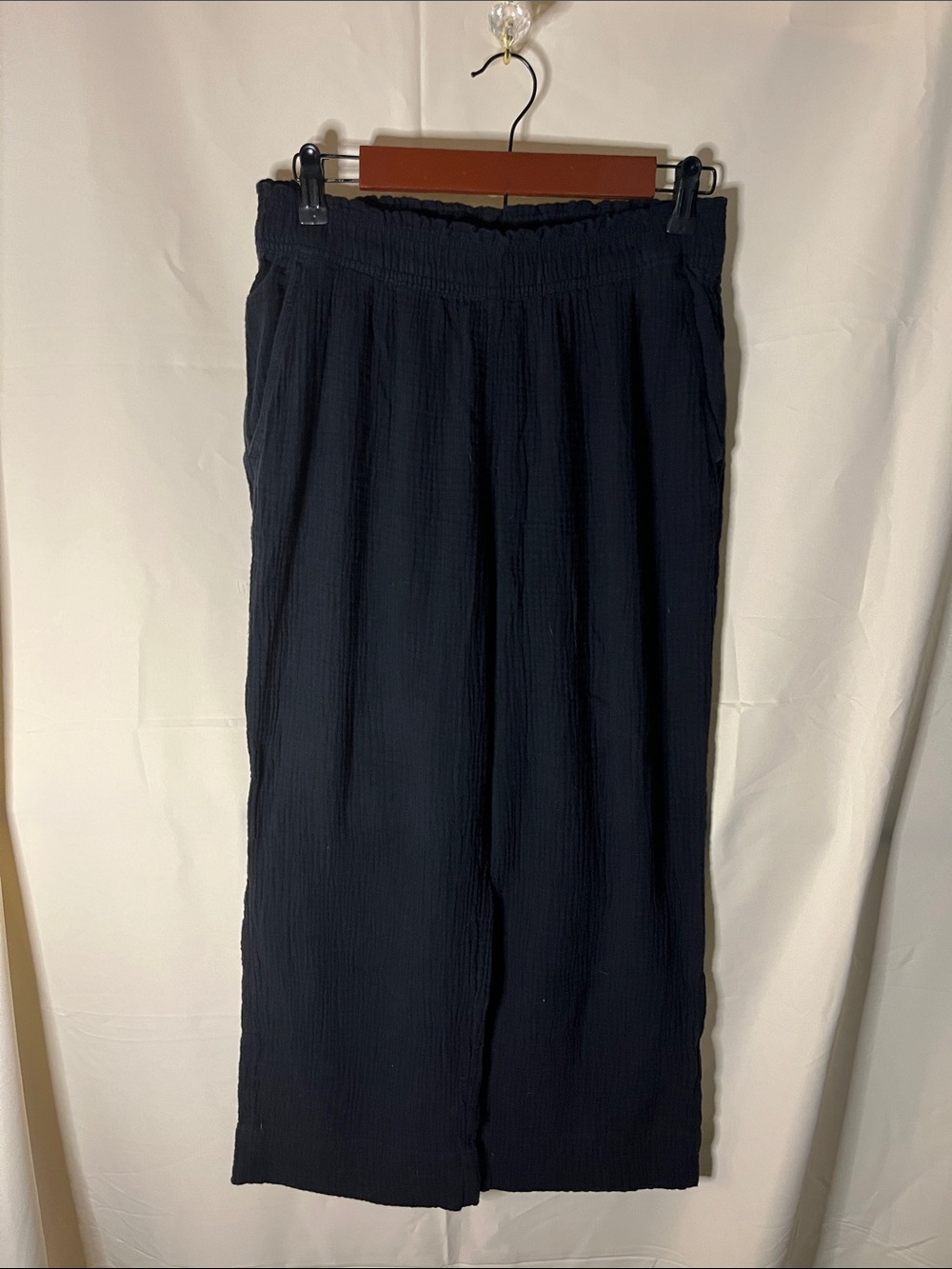 H&M Black Cropped Wide-Leg Pull-On Pants